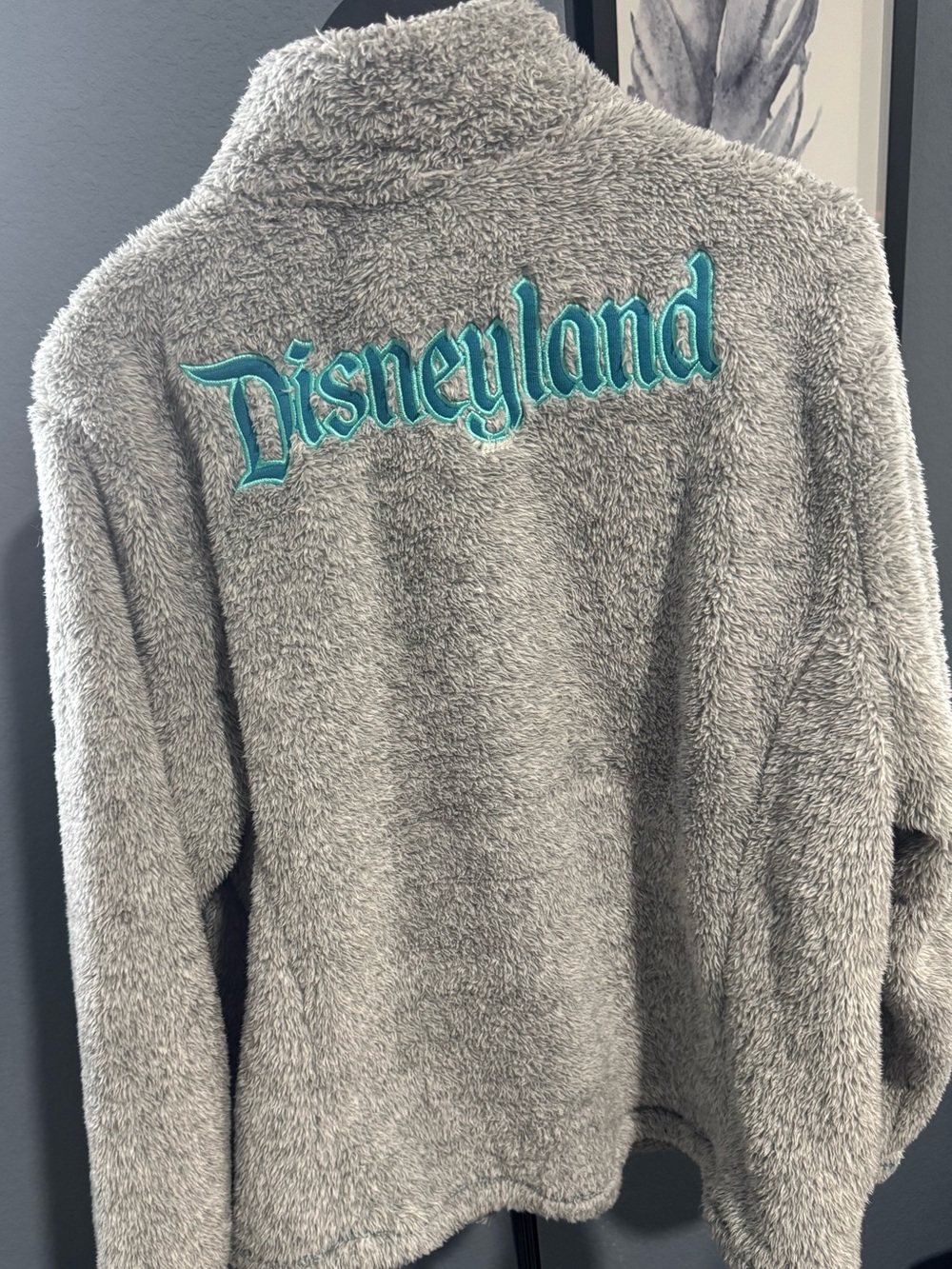 Disney Gray Teddy Jacket with Teal Disneyland Embroidery